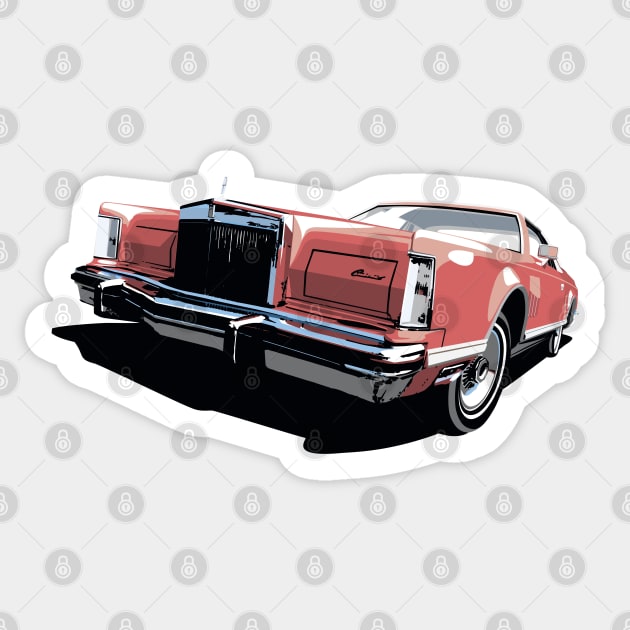 1970s Lincoln Continental in red Sticker by candcretro